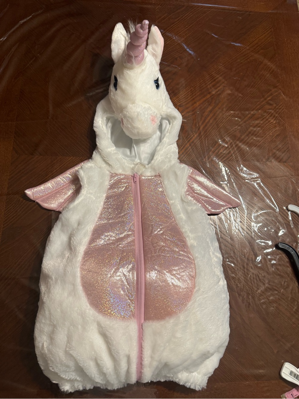 Unicorn Kids Sz 4T Costume Hoodie White/Pink with sparkley pink horn and wings